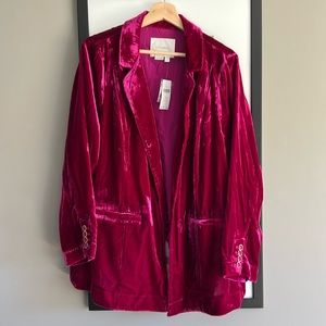 Anthropologie raspberry velvet blazer - 1x